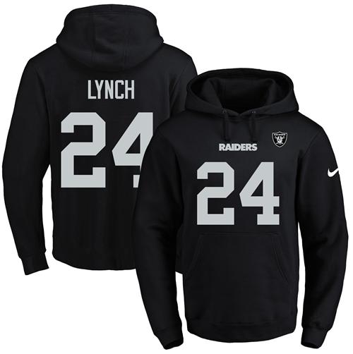 Nike Raiders #24 Marshawn Lynch Black Name & Number Pullover NFL Hoodie - Click Image to Close